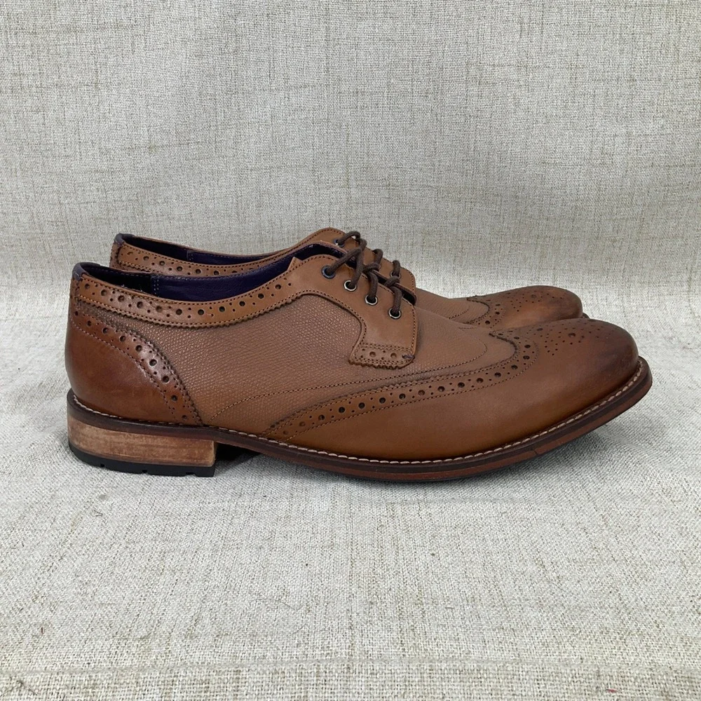 Ted Baker Cassiuss 4 Wingtip‎ Brogues Mens 11.5 Brown Leather Derby Shoes Luxury